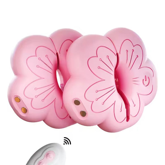 Peach Blossom Remote Control Vibrating Nipple Clamps & Breast Massager